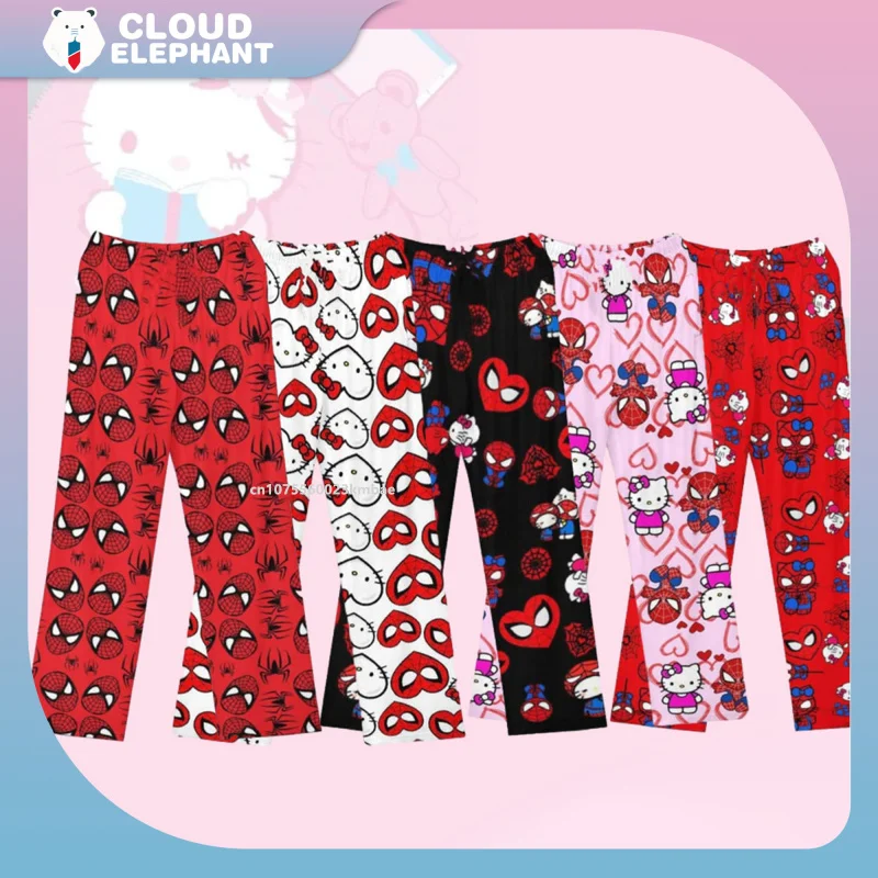 Hello Kitty Cartoon Pajama Spring And Summer Korean Edition Couple Pants Spiderman Print Children Home Casual Long Sleep Pants