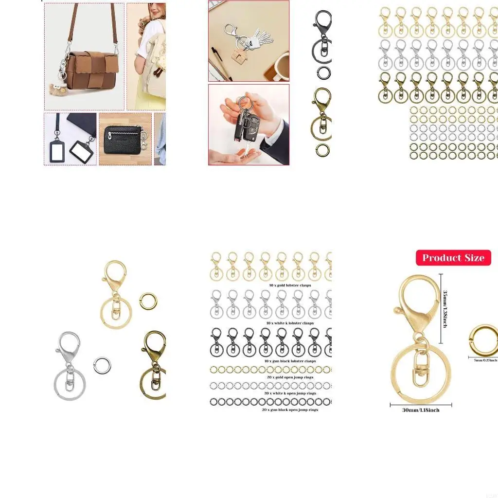

Keychain Rings Hook Lobster Claw Clasps Jewelry Finding Clasp +Chain Rings