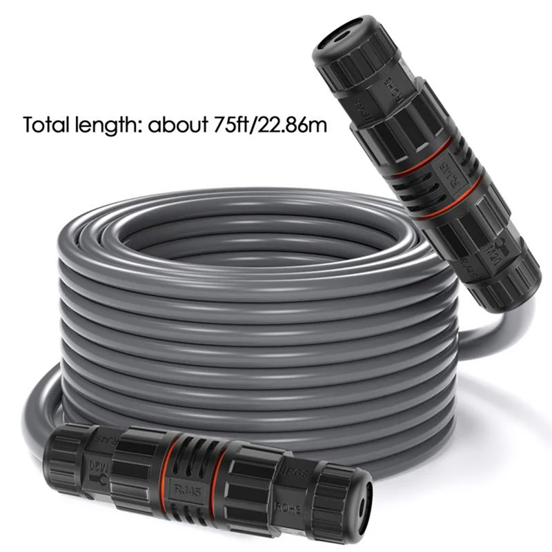 

Compact Ethernet Cable Replacement IP68 Waterproof Extension Cable Support 1200M Protocol High Transfer Speed For Starlink 75Ft