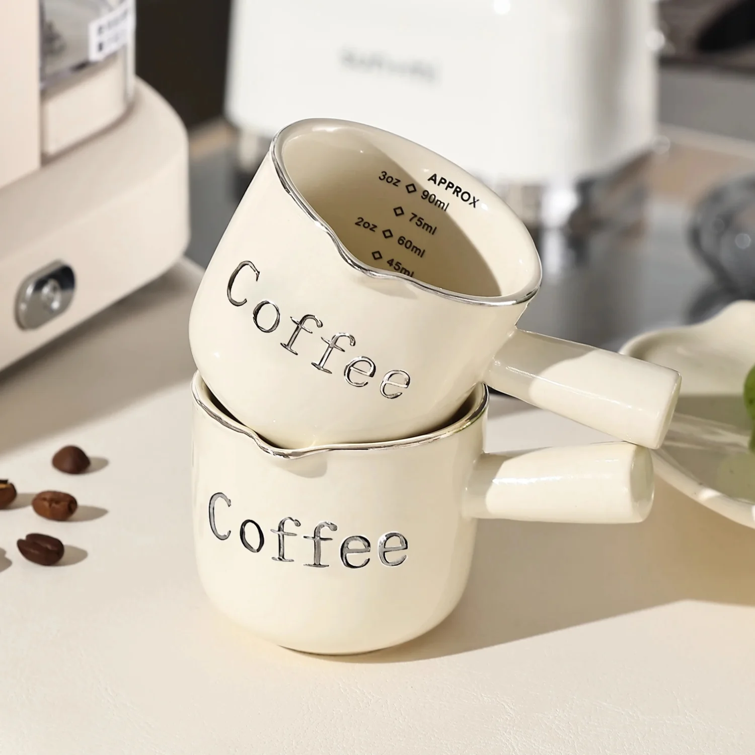 90ML Ceramics Coffee Cup With Handle Household Small Counting Cup Milk Coffe Tea Mug Espresso Cups Coffeeware Teaware