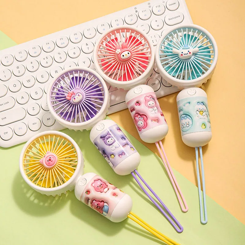 

Sanrio Kuromi Mini Children Fan Cartoon Cinnamoroll New Handheld Fans My Melody Portable Cyclic Charging Fans Dc Interface Gifts
