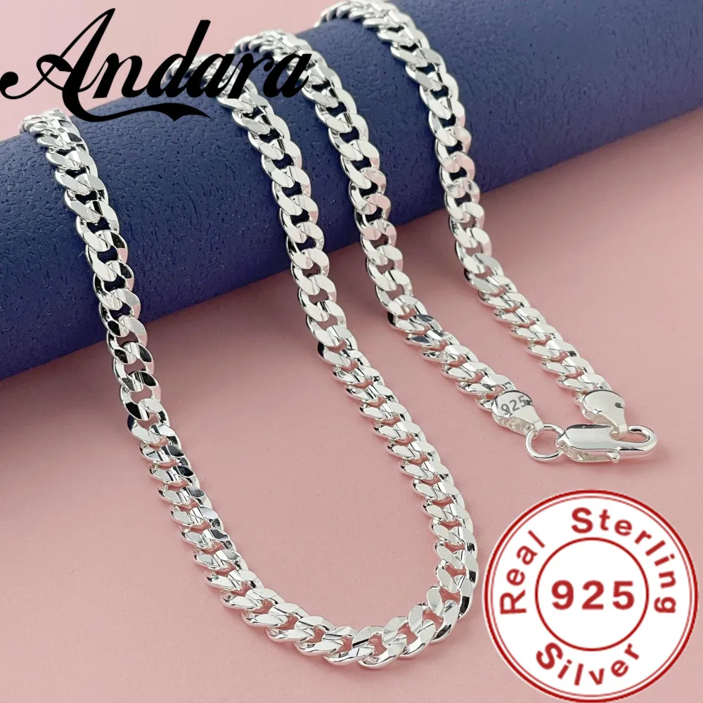 Collar Cubano Original de Plata de Ley 925 de 7MM para Hombre y Mujer, Joyería Fina para Bodas, Accesorios, Regalo para Fiestas
