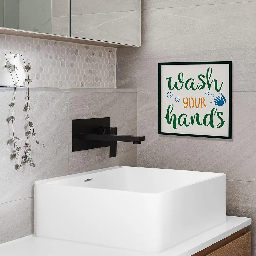 1 مجموعة 12 قطعة استنسل الغسيل قواعد الحمام البلاستيكية رسم مجموعات اللوحة كلمات الغسيل قالب غرفة الغسيل القابلة لإعادة الاستخدام