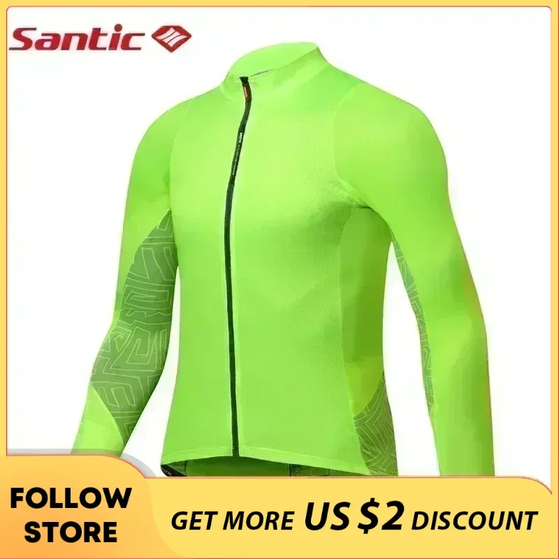 Santic Cycling Jersey Men\'s Sping Summer Long Sleeve Tops Mountain Bike Shirts Bicycle Jackets Pockets Outdoor Sports Clothing