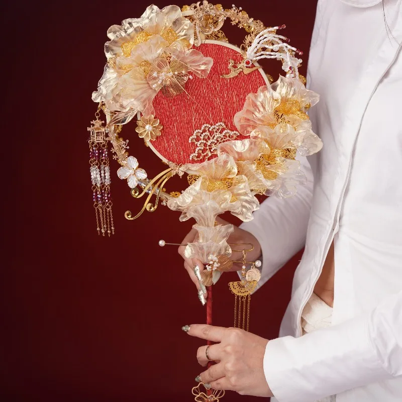 Step Cloud Ladder Golden Happy Fan Chinese Happy Fan Star Hot Push Bride DIY Wedding Wedding Fan