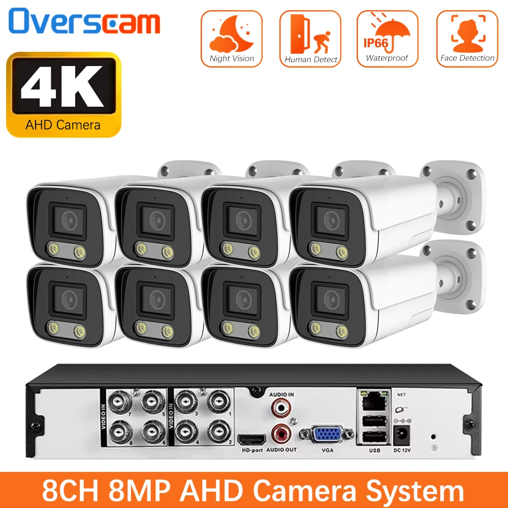 

8Channel DVR CCTV Security AHD Camera System Camera Analog Kit HD 4K 8MP Metal Bullet Color Night Vision Video Surveillance Set