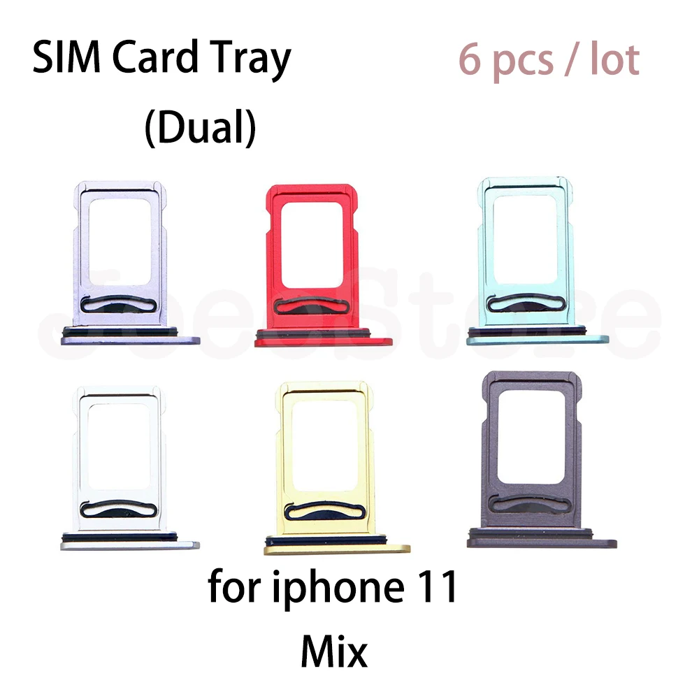 JoeeStore 6pcs Sim Card Tray For iPhone 11 Dual & Single SIM Card Slot Holder Adapter Socket Repair Replacement Parts image 3