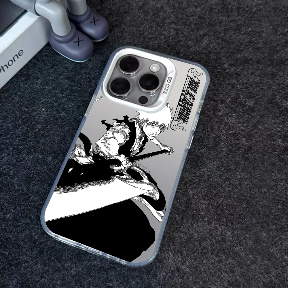 Japan B-Bleachs K-Kurosaki Ichigo Phone Case IMD Color Silver Shell For IPhone 16 15 14 13 12 Pro Max Plus