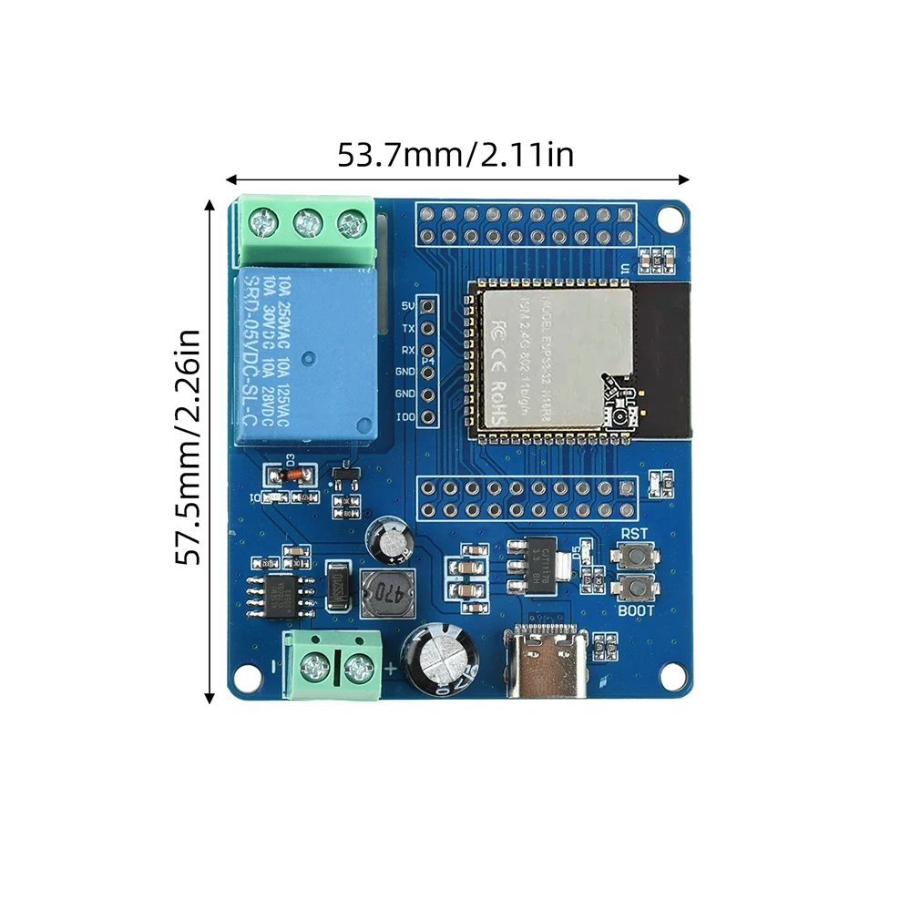 DC 5-60V Einkanal-Relaismodul WI-FI BT ESP32-N16R8 Relaisplatine Typ-C-Schnittstelle – Detail 12