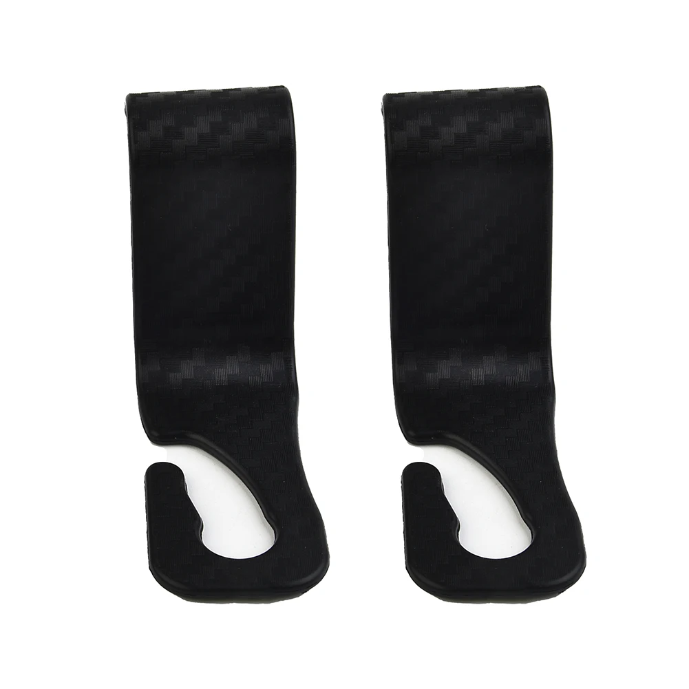 High Quality Interiors Hook 2pcs Auto Back Seat Carbon Fiber Headrest Hooks Plastic Bags Seat Organizer Hanger