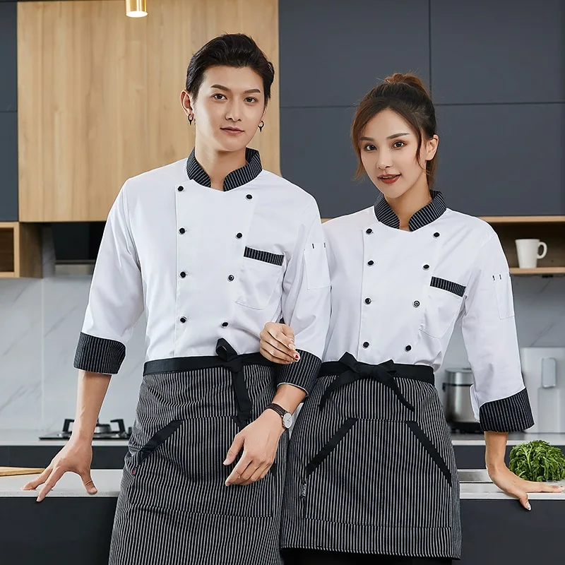 

Chef Overalls Long Sleeve Autumn and Winter Clothes Western Restaurant Pastry Cook Baking Shop Tooling Kitchen H