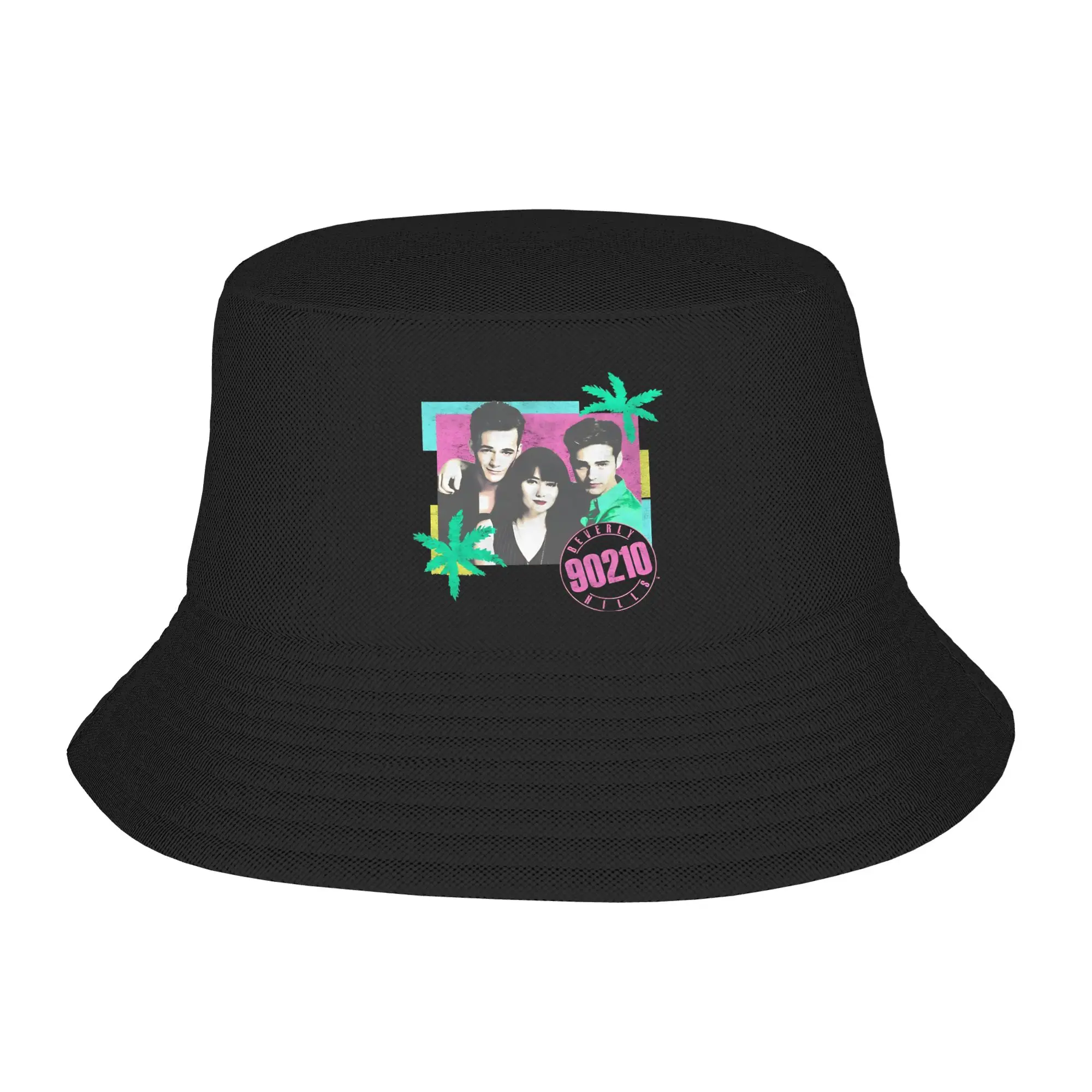 Beverly Hills, 90210 Retro Neon Bucket Hat For Women  Fisherman Hats Fashion Fishing Caps Portable Hawaii Custom Sunscreen Hats