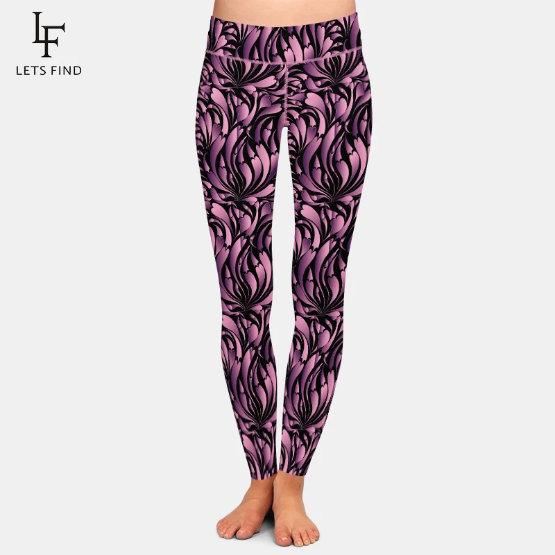 LETSFIND-mallas de cintura alta para mujer, Leggings con estampado Digital de seda de leche cepillada de doble cara, 220gsm, novedad