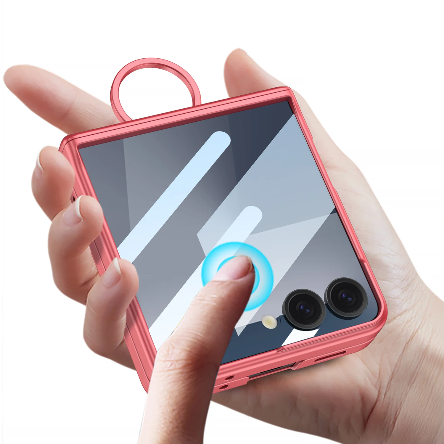 For Samsung Galaxy Z Flip 7 6 Case Protective D Ring Middle Magsafe Back Cover With Tempered Glass