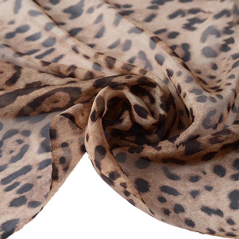 Soft Mulberry Silk Chiffon Fabric, Leopard Pattern Cloth, Thickness 6m/m, Width140cm, DIY for Sewing Dress, Blouse, Scarf,