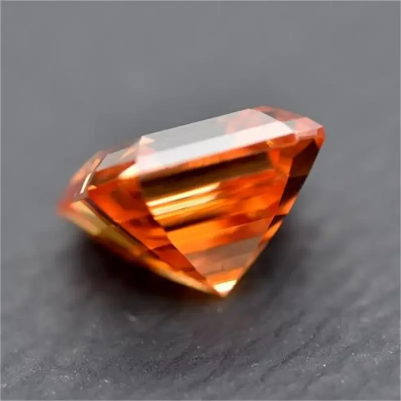 Moissanit-Stein, Asscher-Schliff, orangefarbener Farbton, VVS1, für DIY-Ringe, Halsketten und Ohrringe, Hauptmaterialien, bestandenem Diamanttester-Zertifikat – Detail 4