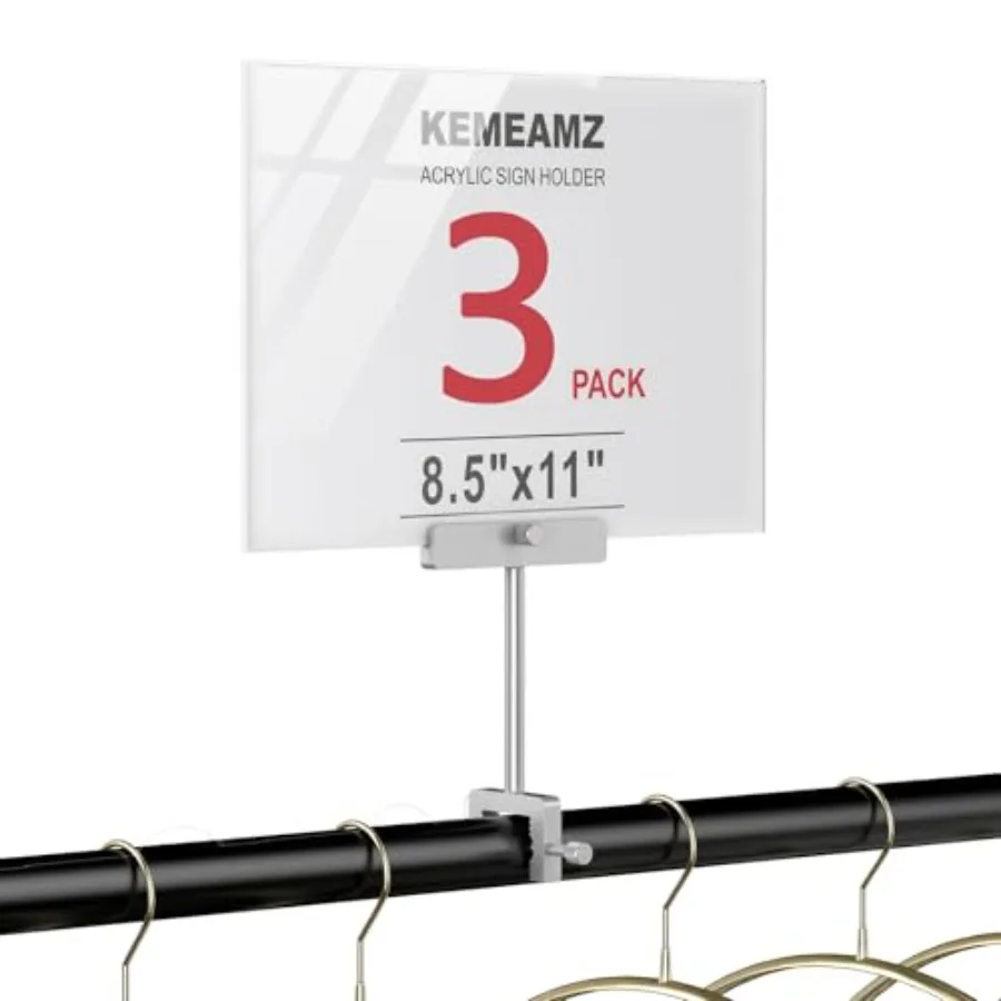 

Зажим для держателя знака из алюминиевого сплава с акриловой рамкой 8,5 x 11 дюймов Держатель для знака Магазины одежды Витрины для карточек Серебристый, 3 шт.