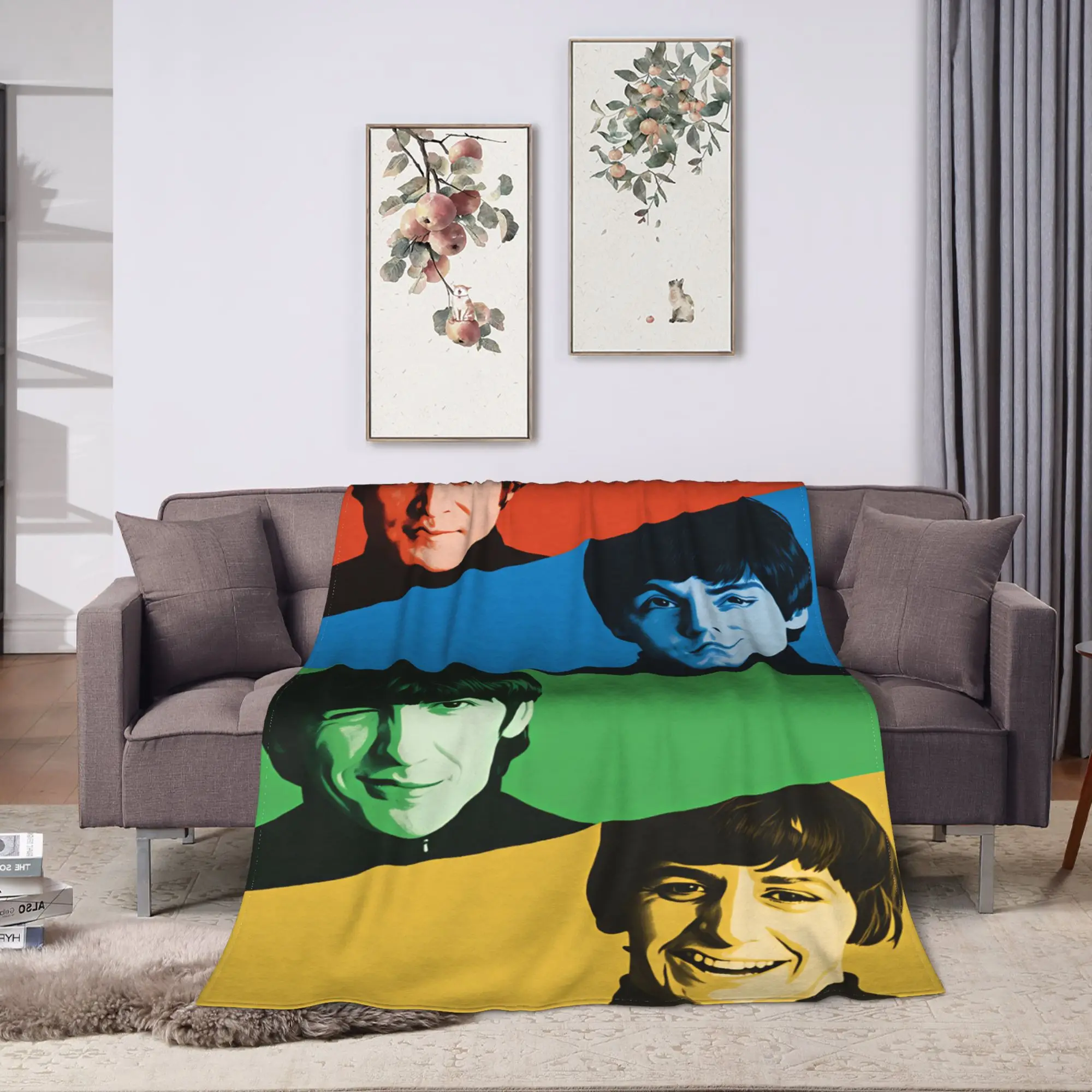 Beatled Music Warm Blankets  Kids Plush Throw Blanket Print Bedroom Flannel Bedspread Sofa Bed Cover