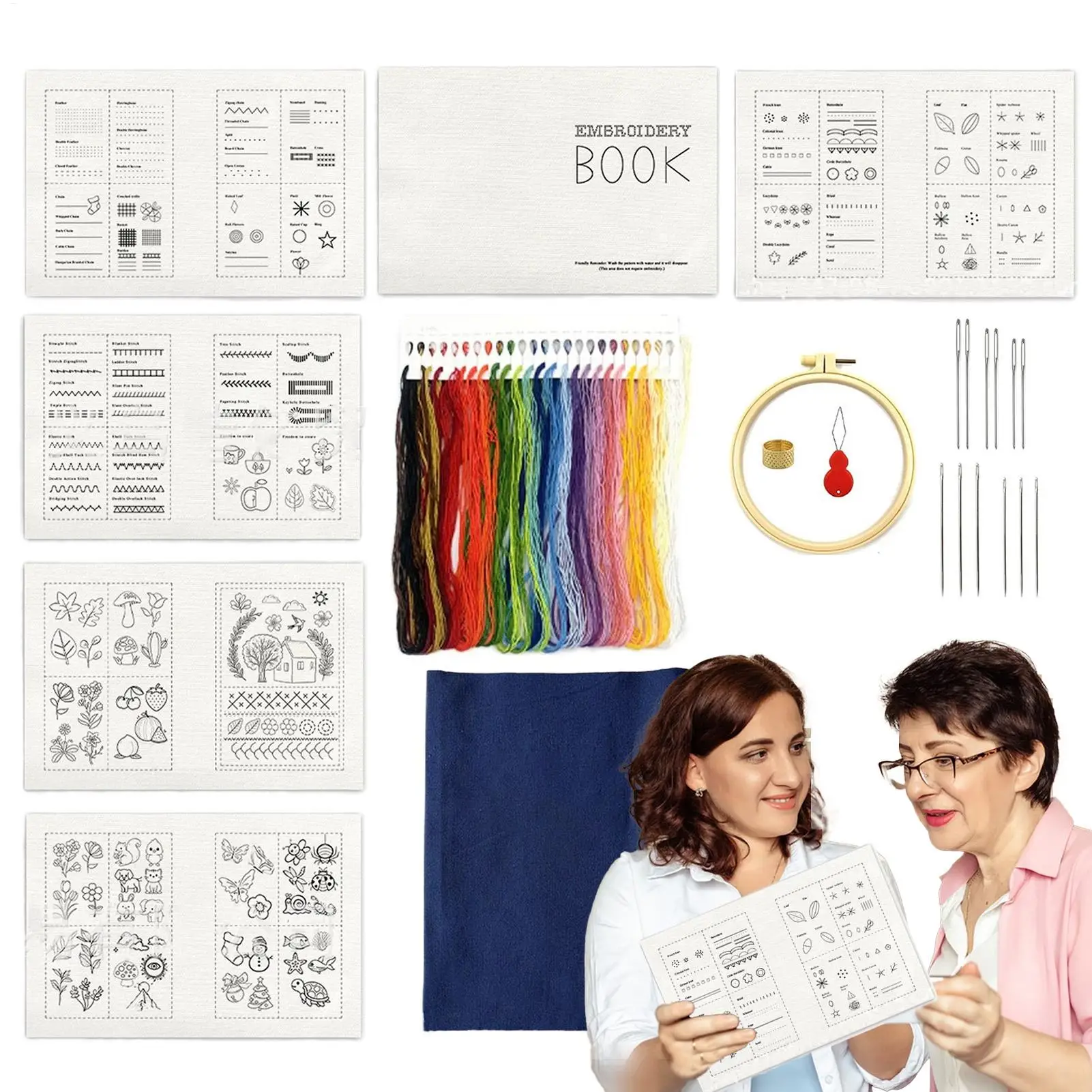 

Наборы для вышивания для взрослых, интерактивный набор для вышивания для начинающих, многоразовые принадлежности, обучающие поделки, веселое руководство для вязания для подростков