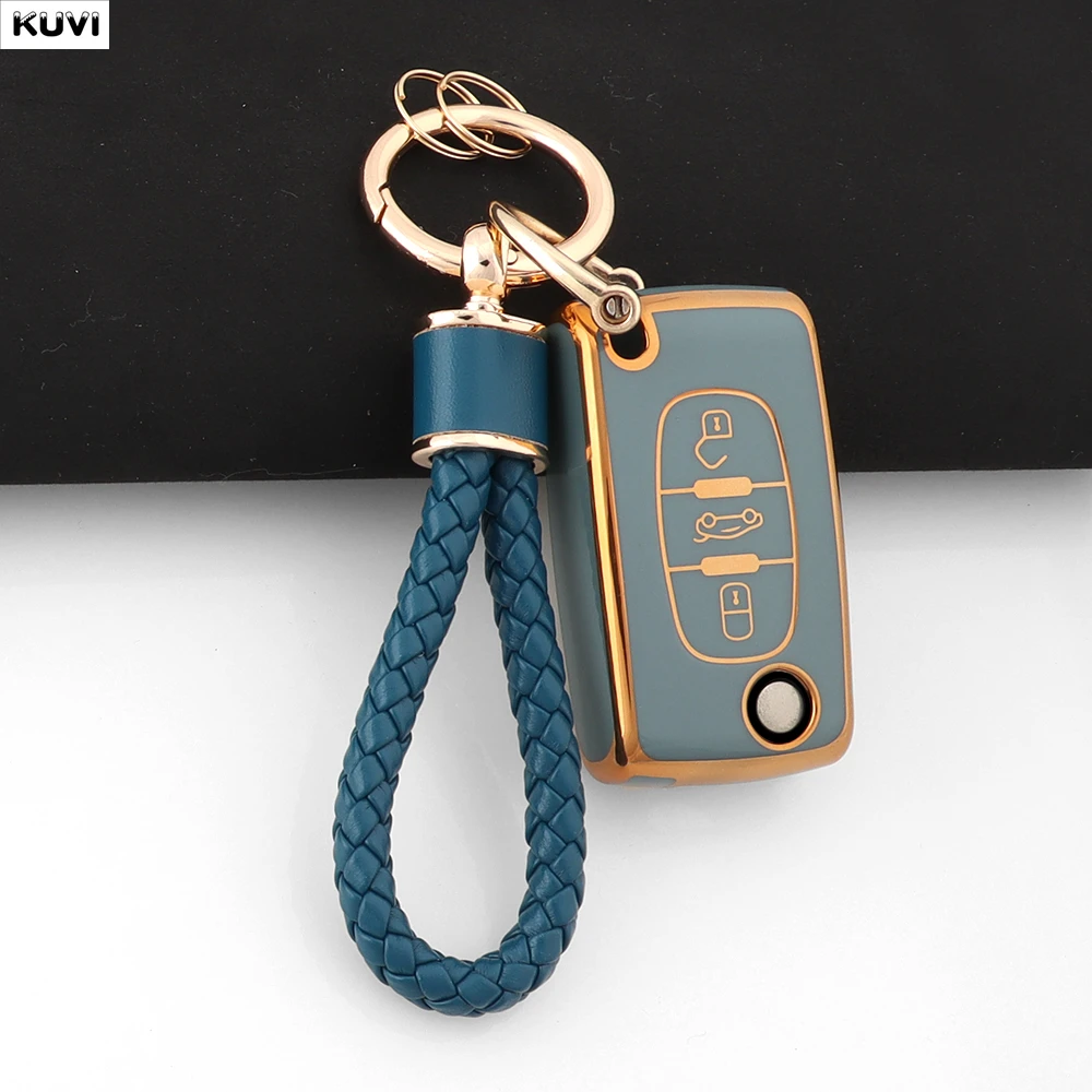 3 BTN TPU Car Flip Key Case Cover Shell For Peugeot 107 206 207 307 308 406 For Citroen Xsara Picasso C2 C3 C4 C5 C6 C8 Keyless