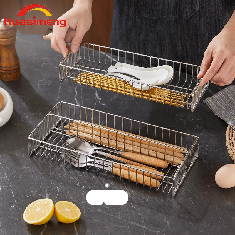 Kitchen Disinfection Cabinet Chopstick Box 304 Stainless Steel Drain Chopsticks, Cage Chopsticks Knife and Fork Storage Basket