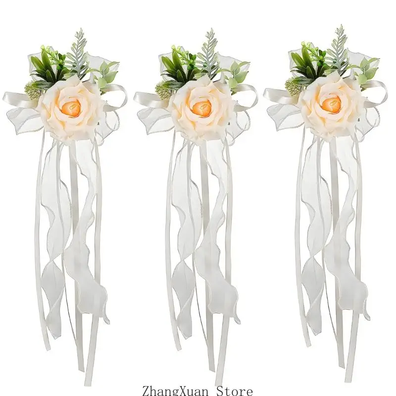 Hochzeitsauto-Rosenornament für Spiegelplatzierung und Zeremonien-Styling 3XUF – Detail 9