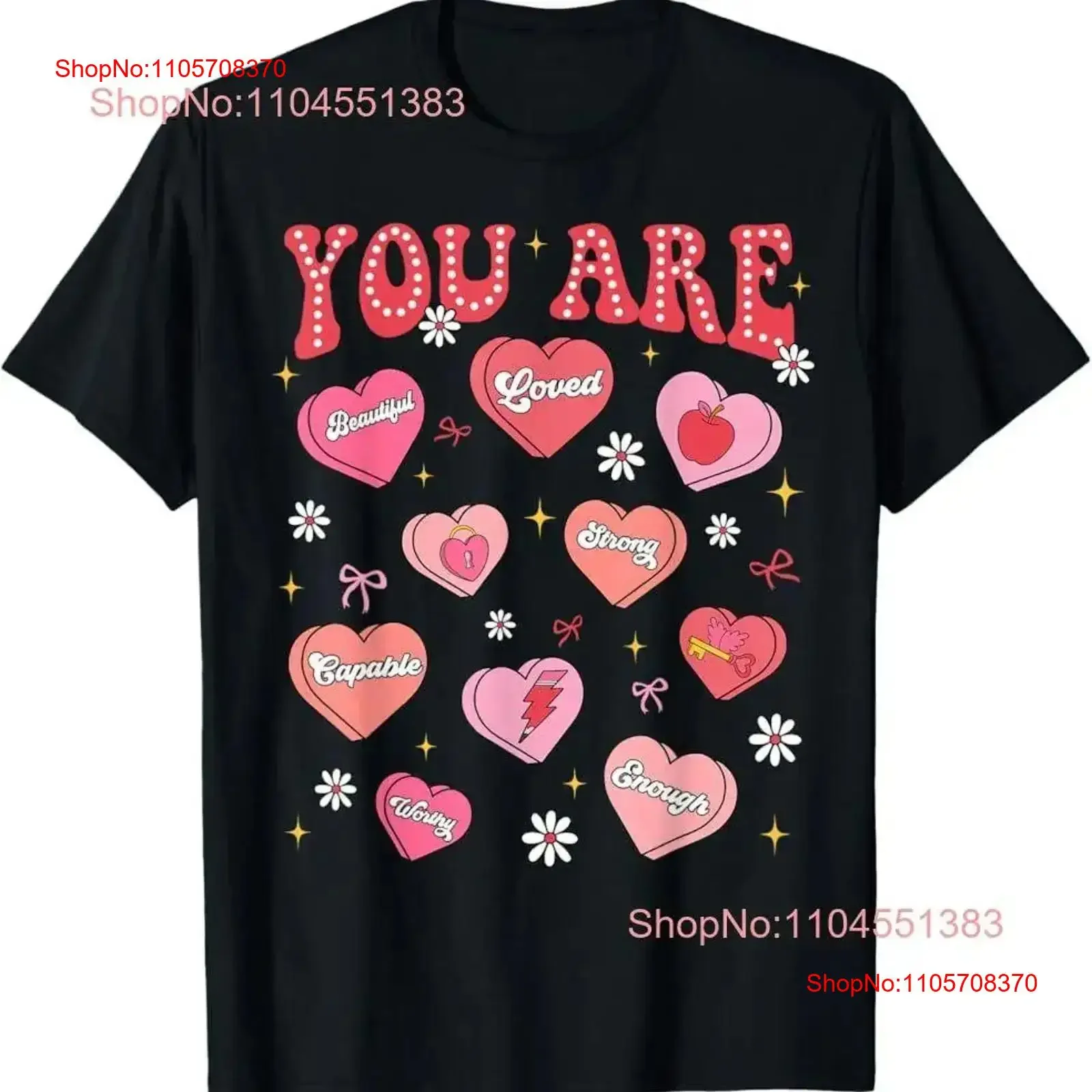 Valentine You Are Loved Worthy Enough Candy Heart Teacher T Shirt vintage Washed Unisex Soft Stretched homme Breathable graphic
