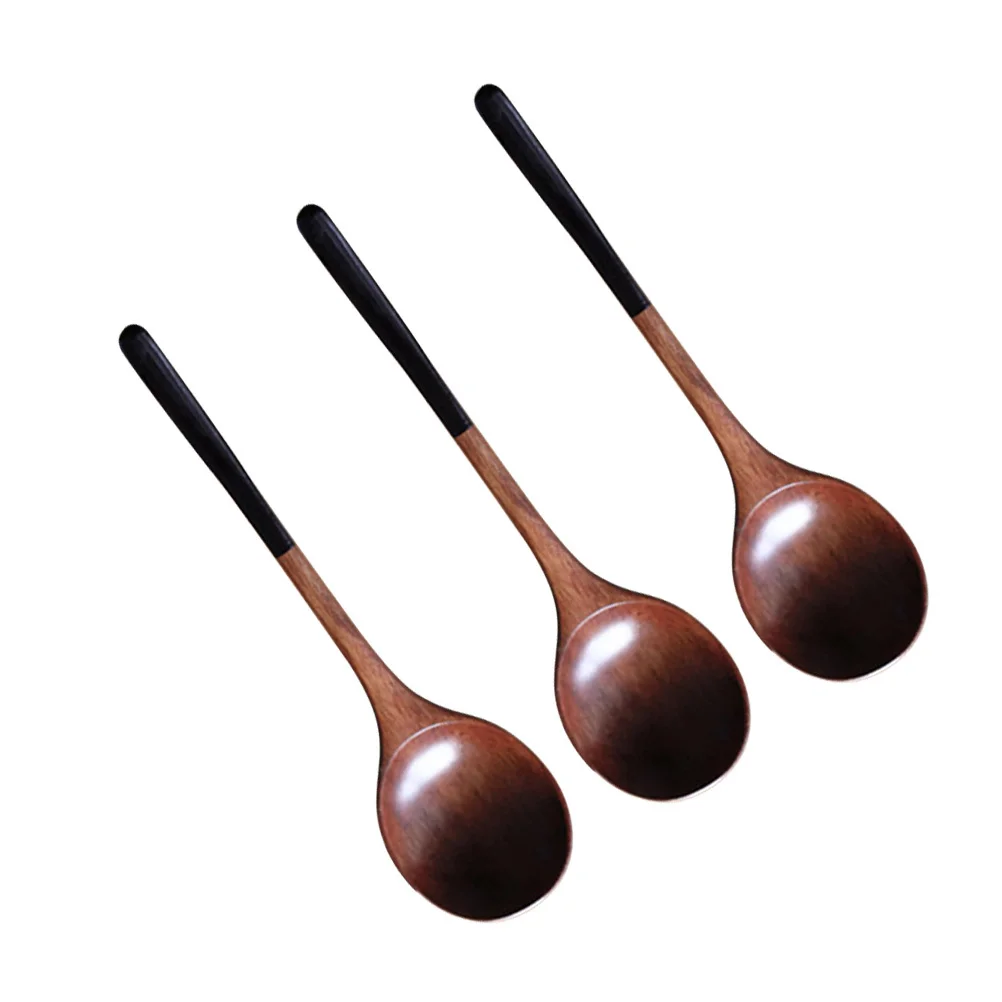 

3 Pcs Wood Tableware Soup Spoon Eco-friendly Wooden Kitchen Utensil Food Serving Scoop