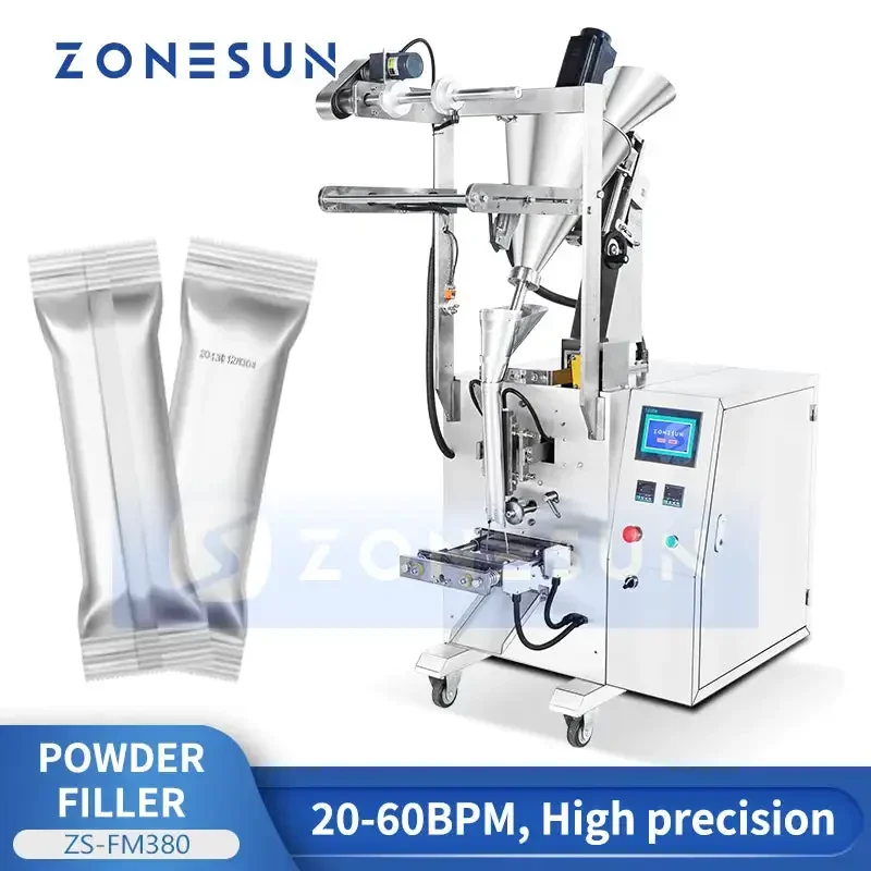 ZONESUN ZS-FM380 Automatic Powder Auger Filling Machine Stick Sachet Packing Machine for Coffee Milk Powder Flour Packaging