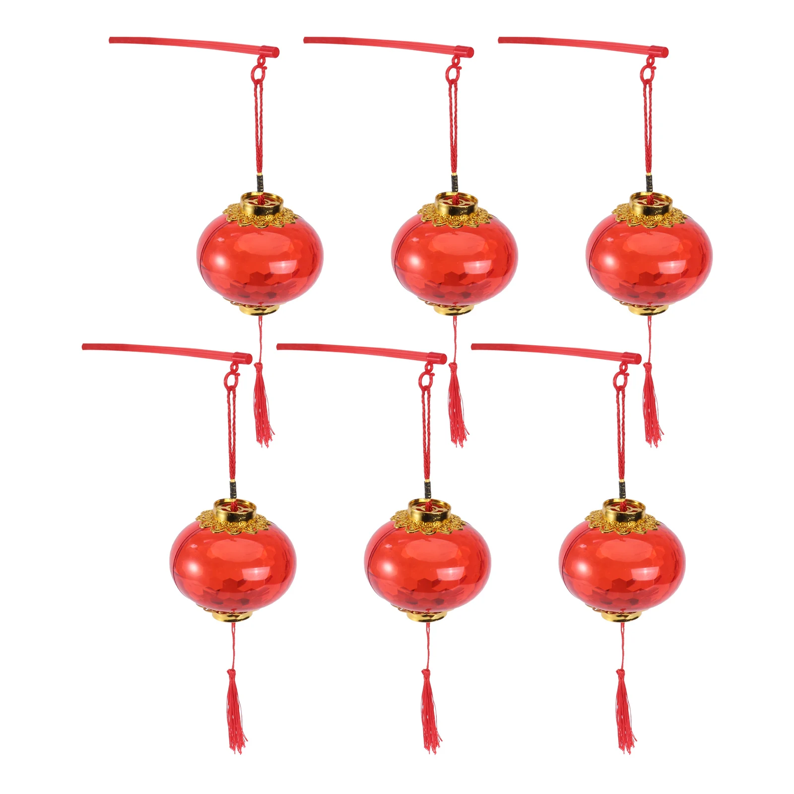 

6pcs Glowing Glowing Lantern Lantern Portable Red Plastic Decoration New Year Gift Festive Holiday Season Lighting