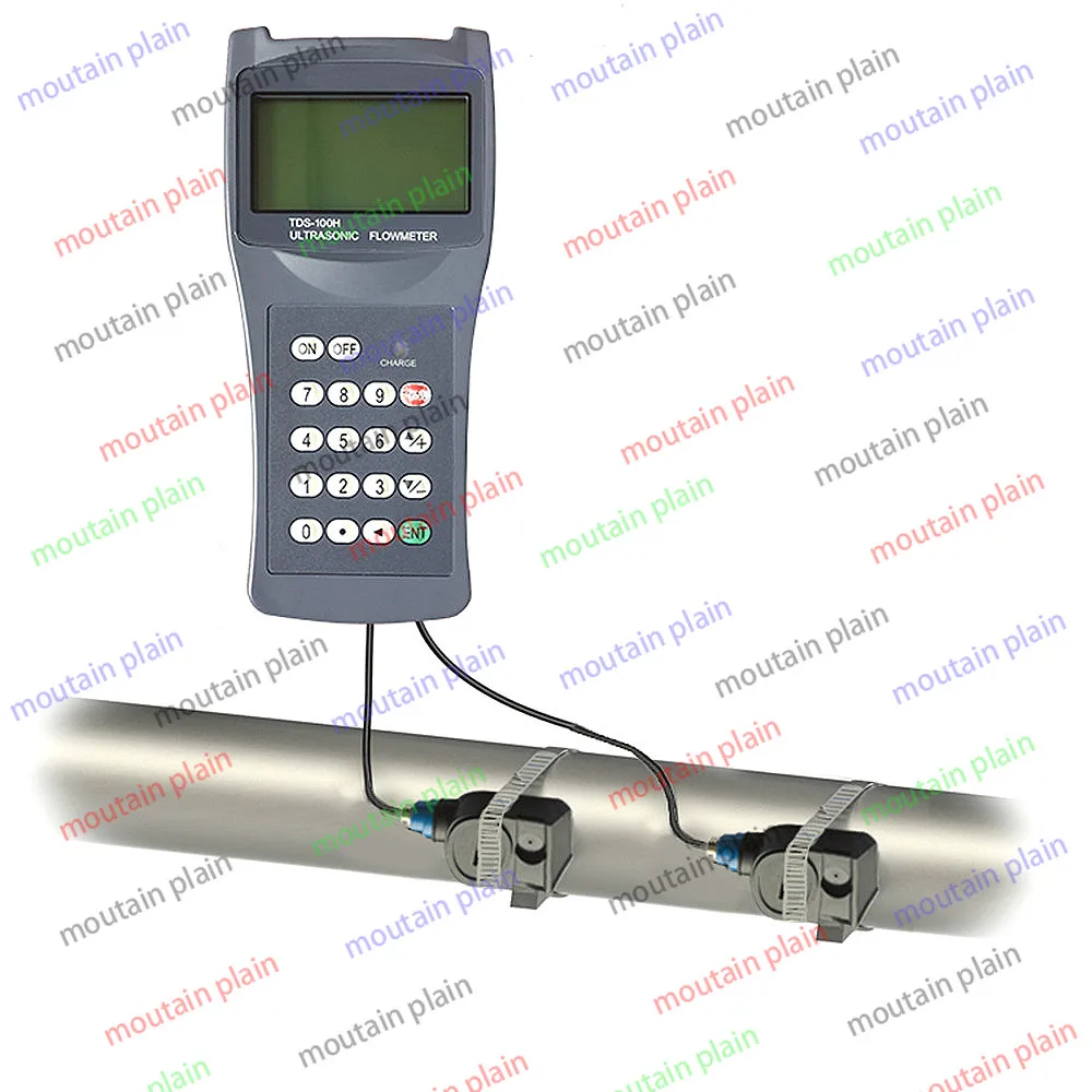 Water Flowmeter TDS-100H Portable Handheld Ultrasonic Flow Meter With Clamp On Sensor M2(DN50-700mm)  100-240V