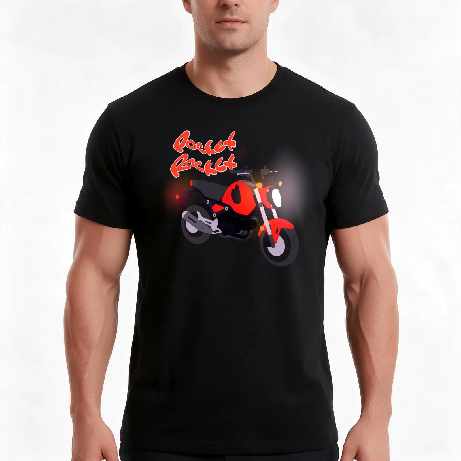 Red Pocket Rocket T-Shirt, Summer Casual Cotton Tee, Oversized Streetwear Tops, Vintage Graphic Print, Loose Fit Short Sleeve