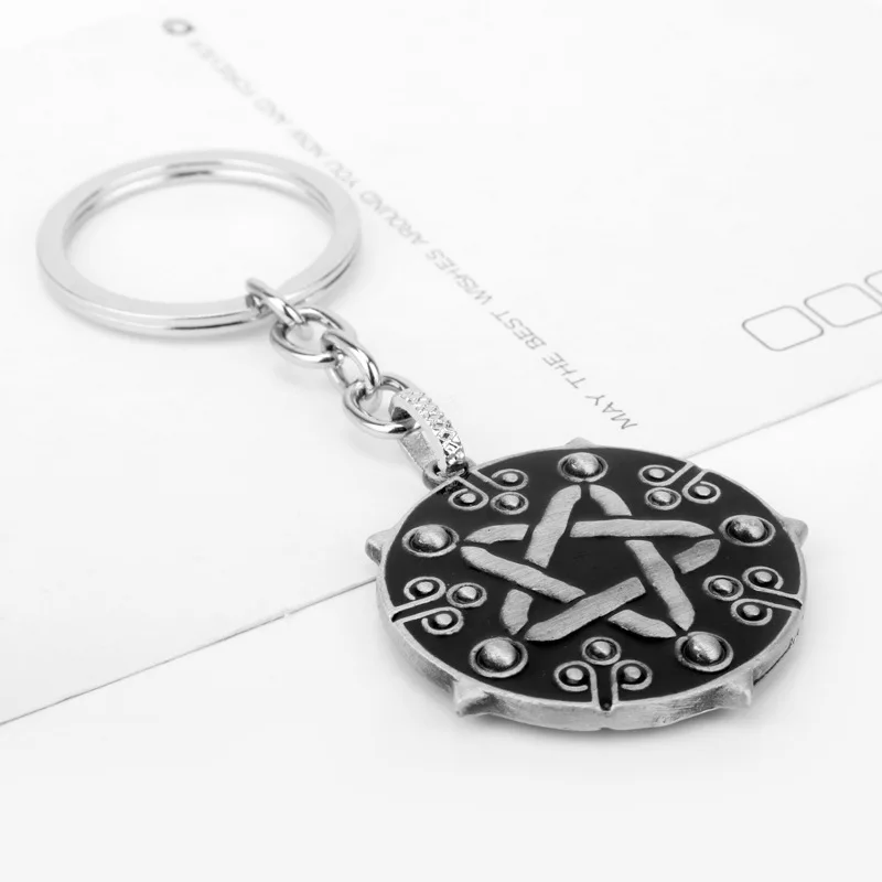 Witch Game Series Keychain Exquisite Punk Style Action Role Playing Pentagram Pendant Keychain Game Enthusiast Jewelry Gifts