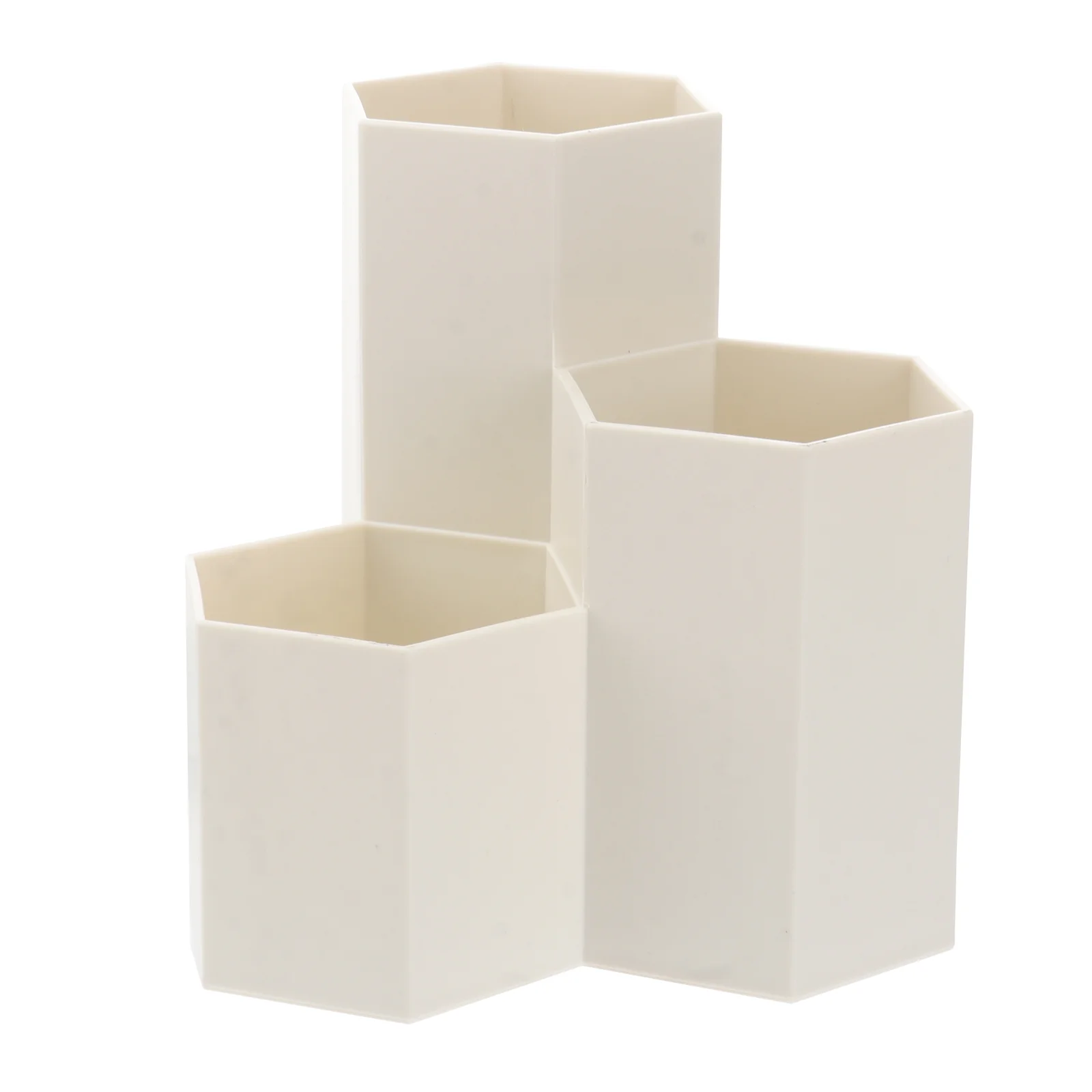 

Creative Hexagonal Pen Holder Container Organizer Plastic Desktop Storage Box Student Office Supplies (Cream-coloured)