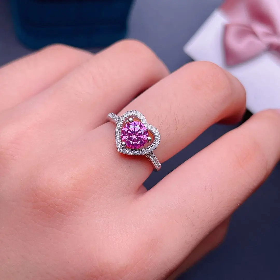 Pink Moissanite Ring 925 Sterling Silver Ladies Wedding Party Love Encounter Gift Luxury Jewelry Designer