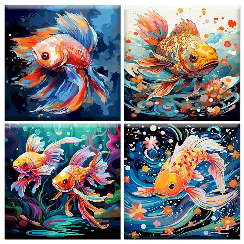 

CHENISTORY Painting By Number Goldfish Animal Drawing On Canvas Handpainted Gift Picture By Number Kits Home Decoration