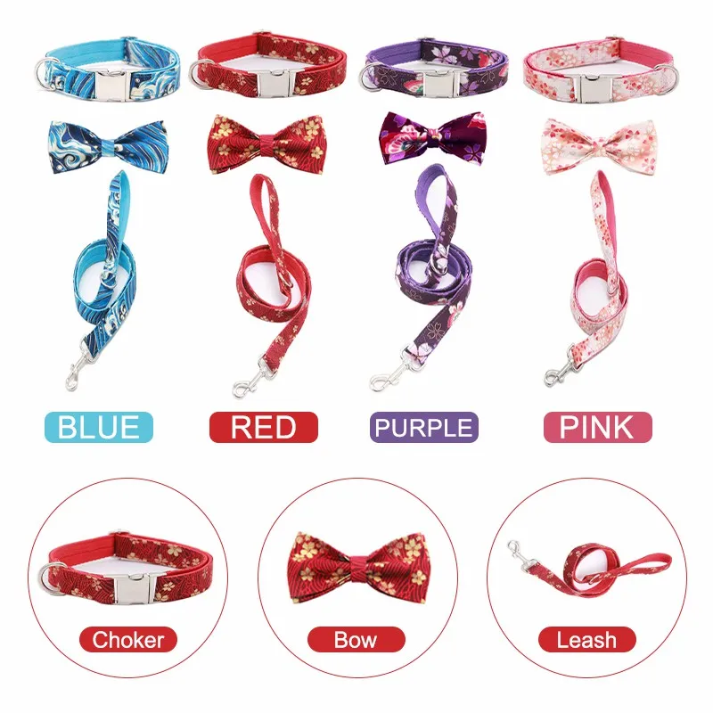 Customized Dog Collar with Personalized Pet Strap, Adjustable Leash Set, Available in Multiple Colors