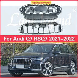 For RSQ7 Style Front Sport Hex Mesh Honeycomb Hood Grill Black For Audi Q7 2021 2022 Car-styling Accessories tools