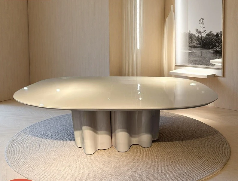 Ovaler Tisch für Haushalt, Wohnzimmer, Esszimmer, moderner, einfacher, lässiger Verhandlungstisch