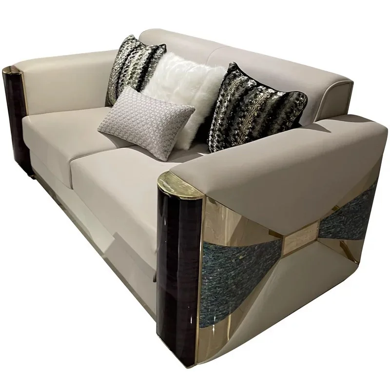 

Italian style, light luxury, sofa, living room, combination, simplicity, villa, suite, first layer cowhide