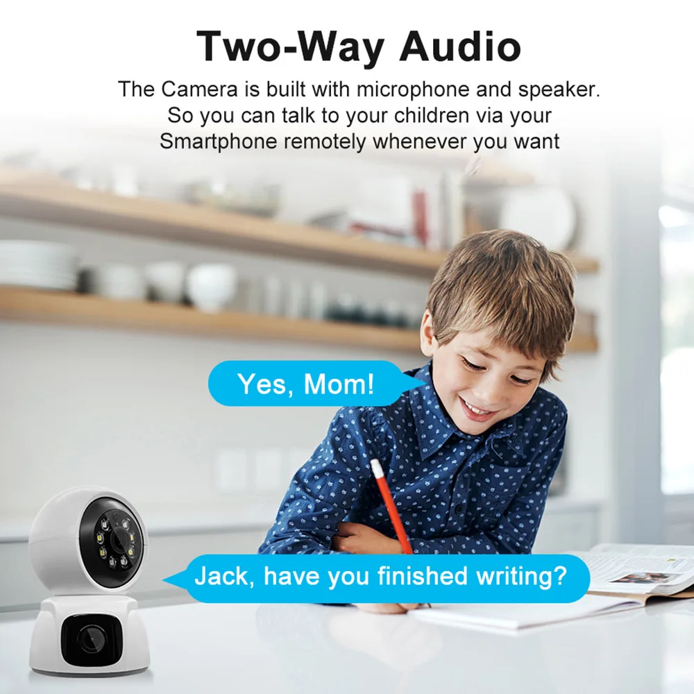 6MP واي فاي كاميرا IP عدسة مزدوجة شاشة مزدوجة مراقبة الطفل 4X التكبير المنزل كاميرا أمنية واي فاي PTZ تتبع السيارات CCTV مراقبة الفيديو