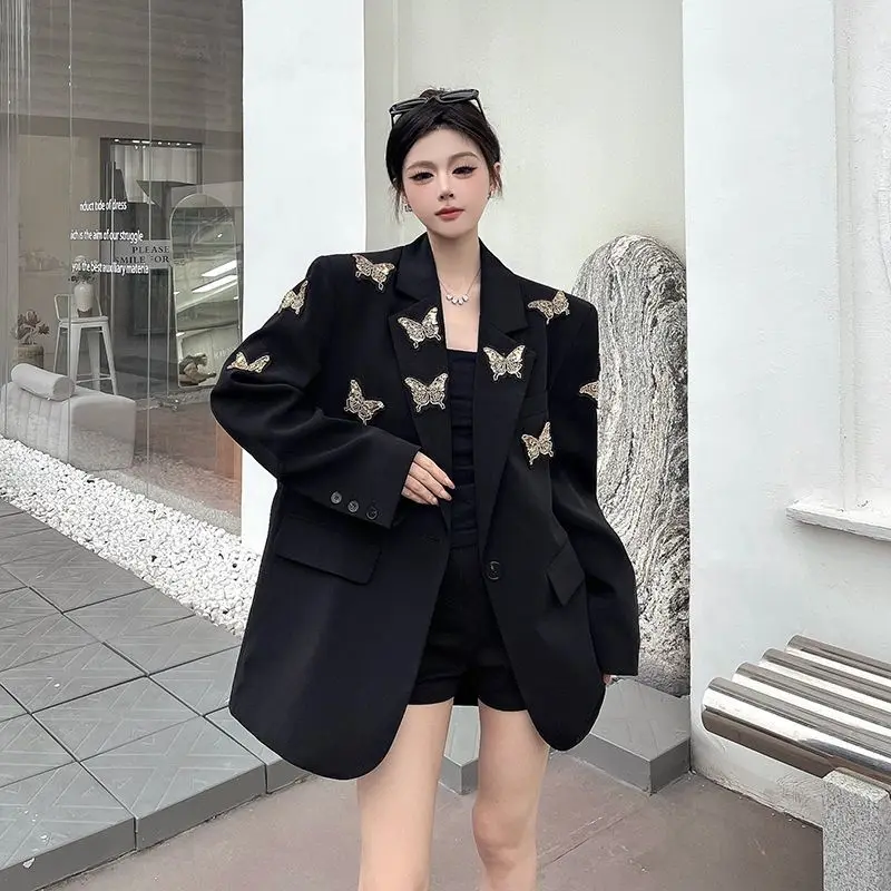 

Women's Suit Blazers Three Dimensional Butterfly Decoration Suit Jacket for Spring and Autumn New Loose Suit Top