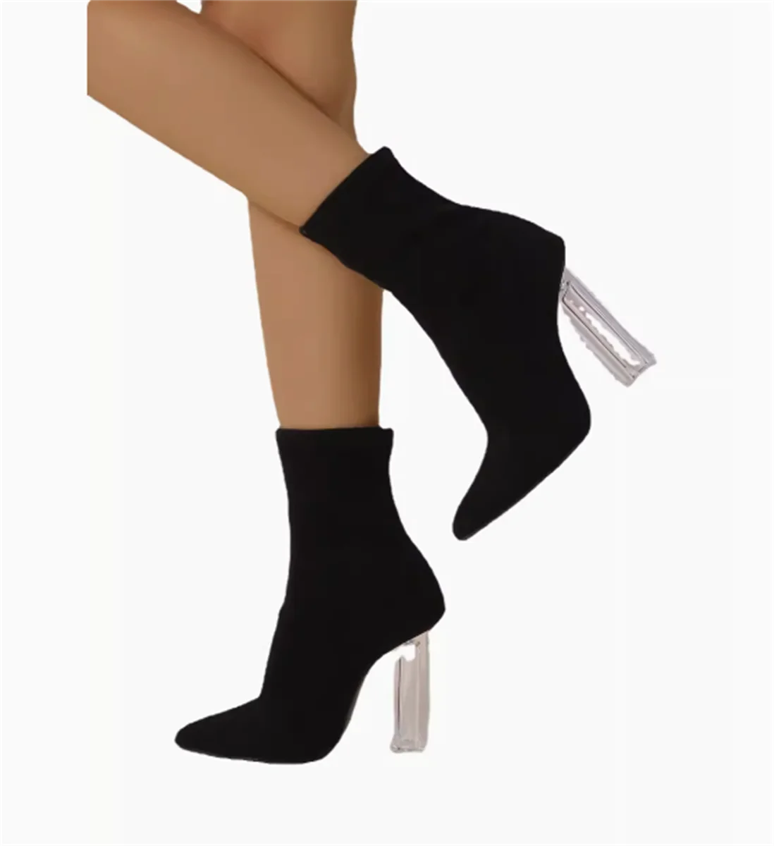 

Women's Shoes Autumn/Winter Crystal Thick High Heels Elastic Middle Tube Thin Pointed Fashion Boots High heel Boots