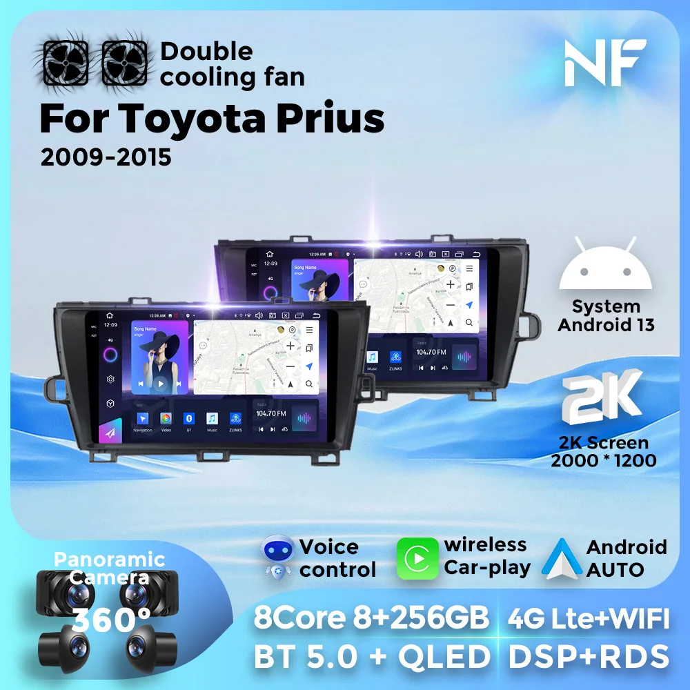 

For Toyota Prius 2009-2015 Android 13 GPS Navigation Car Video Multimedia Player Stereo 2Din 4G WIFI Wireless Carplay Autoradio