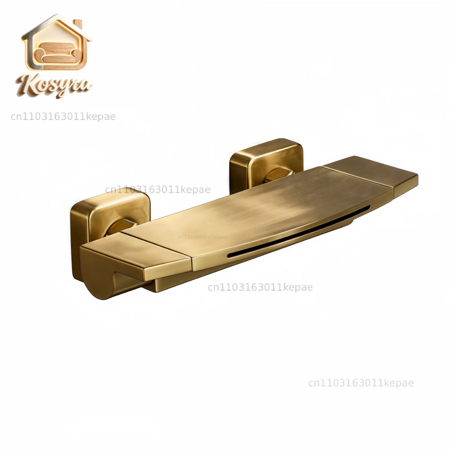 

All-copper wall-type bathtub shower set, household hot and cold brushed gold faucet, cylinder side mixing valve waterfall faucet