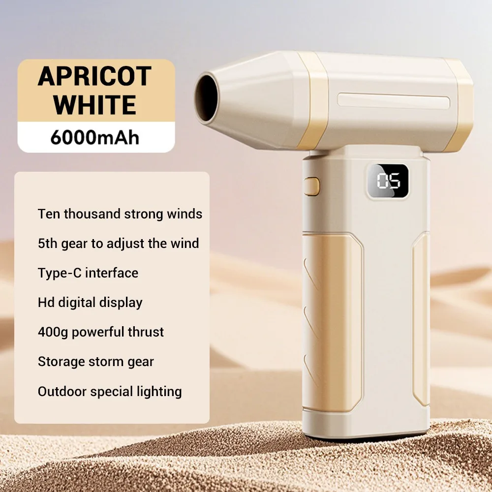 

450000RPM Mini Turbo Jet Fan Brushless Motor LED Display Powerful Air Blower Lighting Lamp Rechargeable Violent Fan