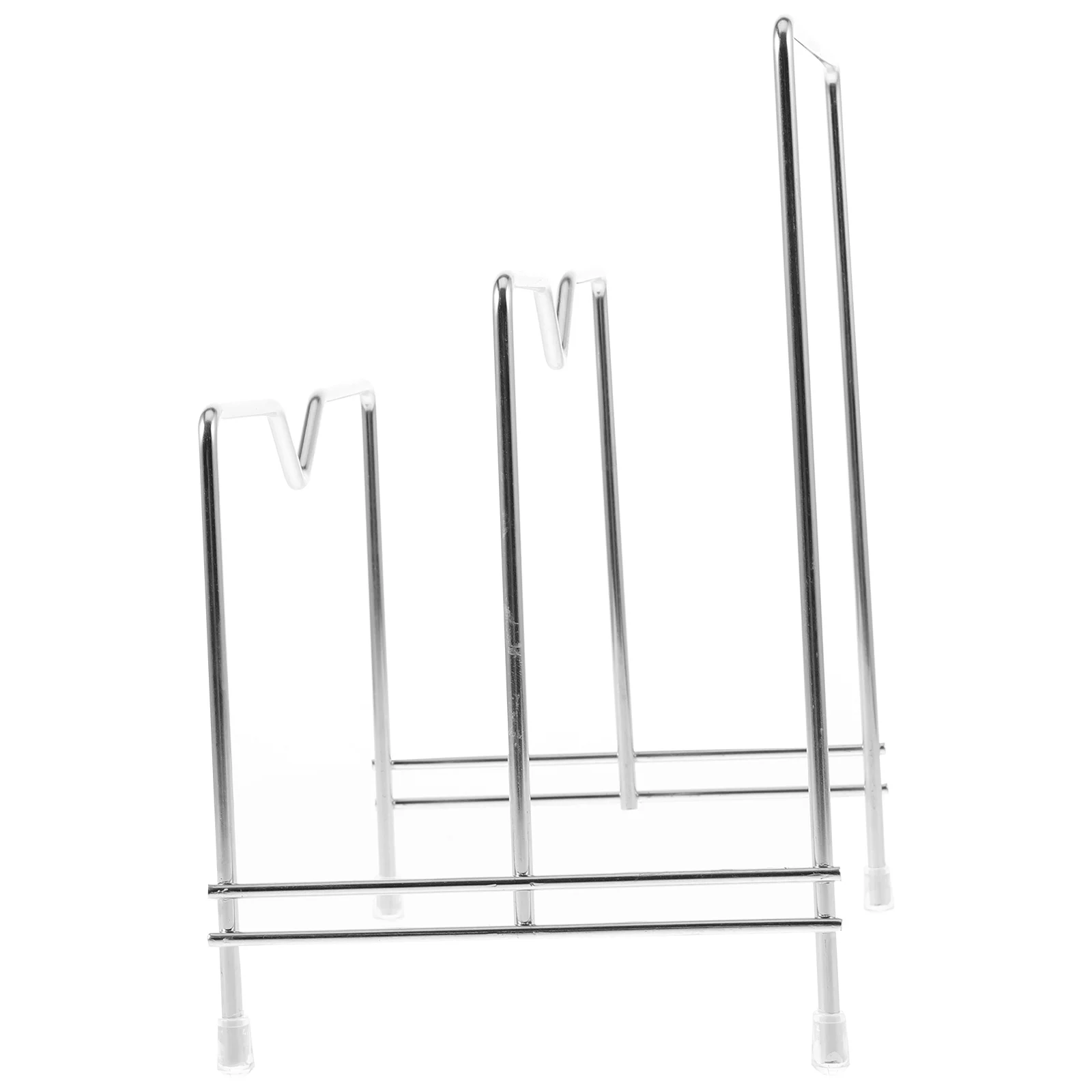 

2 Layer Bright Silver Pot Lid Holder Cutting Board ganizer Round Corners Fine Polishing No Scratching Easy Storage Draining