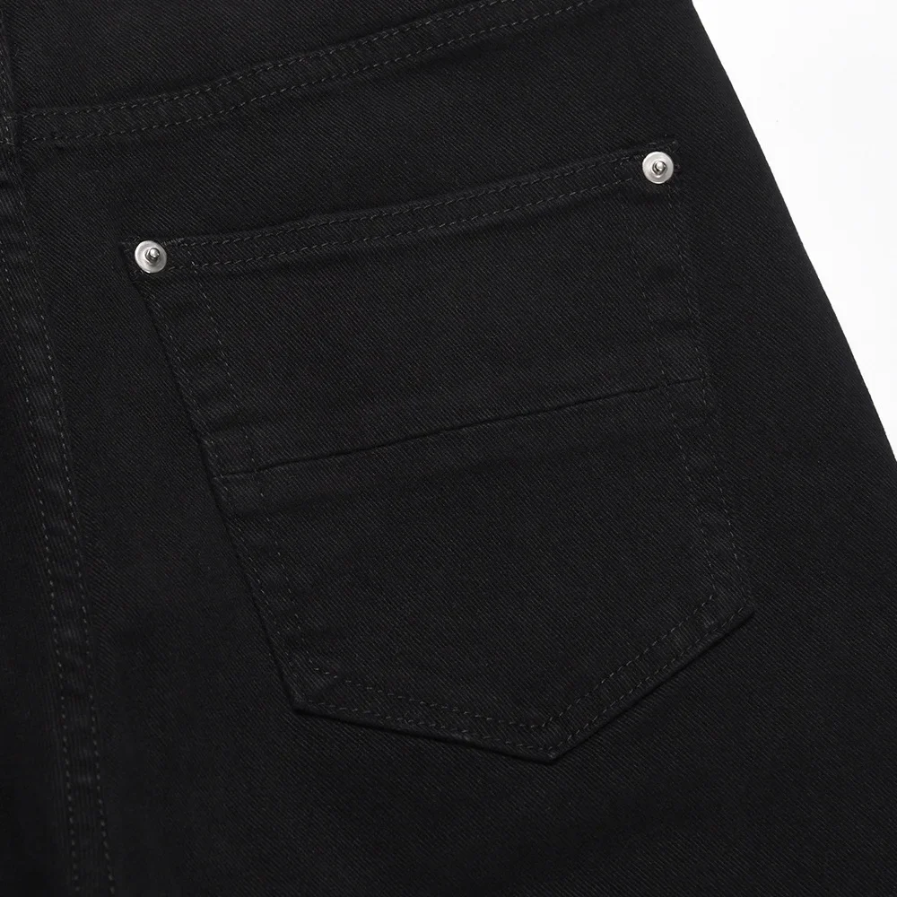 남성용 하이 스트리트 마이크로 플레어 청바지, 루즈하고 캐주얼, 단색 와이드 레그 긴 바지, 유럽과 미국 패션