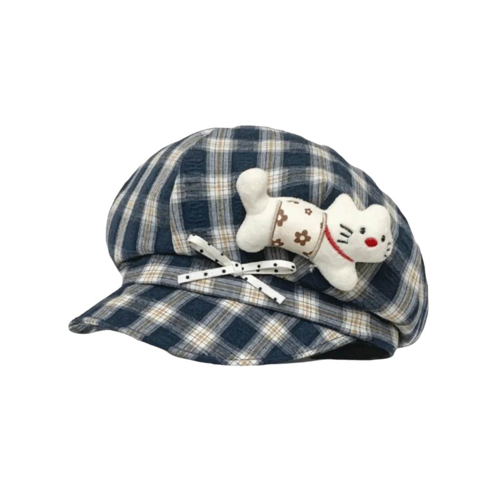 

New Face Slimming Plaid Beret Hat Sun Protection Thin Design Octagonal Cap Y2K Artist Hat Women's Fashion