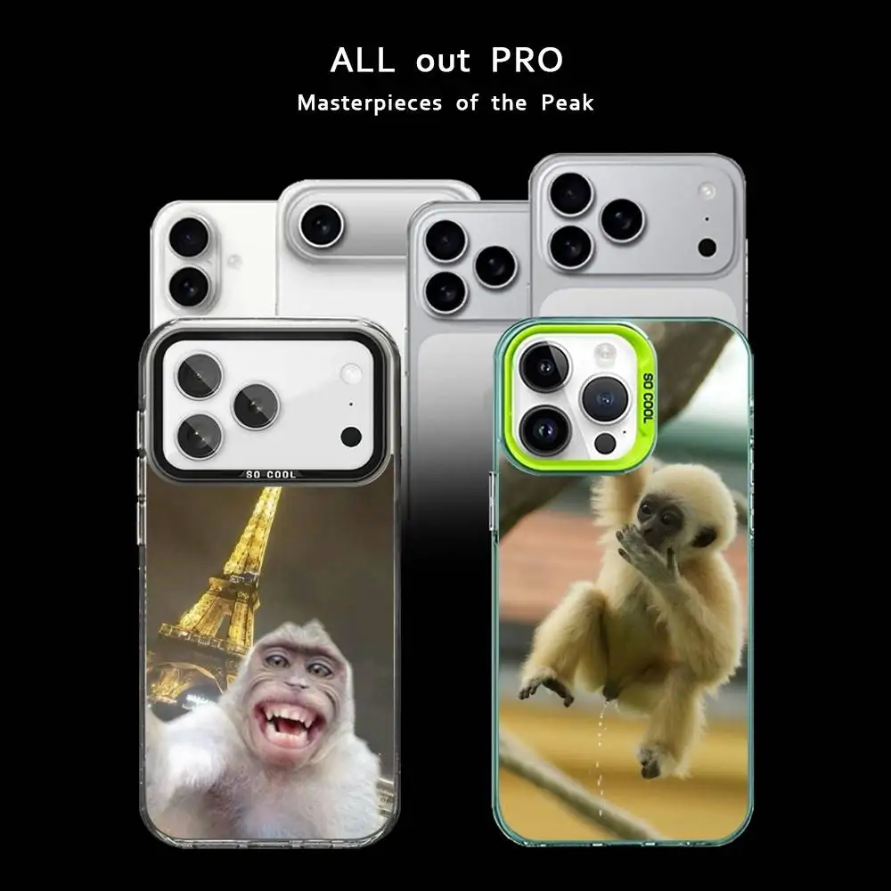 

Cute Funny Monkey Phone Case For iPhone17,16,15,14,13,12,11 Pro Max Blcak Matte Shockproof Cover